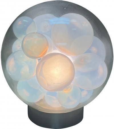  Mazzega Murano RARE AMAZING BLOWN MURANO GLASS GLOBE LAMP WITH FLOATING OPALESCENT BALLS