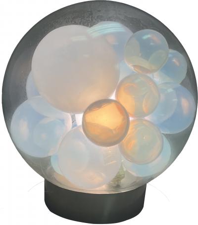  Mazzega Murano RARE AMAZING BLOWN MURANO GLASS GLOBE LAMP WITH FLOATING OPALESCENT BALLS