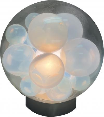 Mazzega Murano RARE AMAZING BLOWN MURANO GLASS GLOBE LAMP WITH FLOATING OPALESCENT BALLS