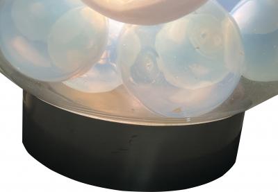  Mazzega Murano RARE AMAZING BLOWN MURANO GLASS GLOBE LAMP WITH FLOATING OPALESCENT BALLS