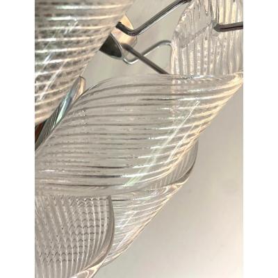  Mazzega Murano Set of 4 Transparent Ricci Murano Glass Wall Sconces in Mazzega Style