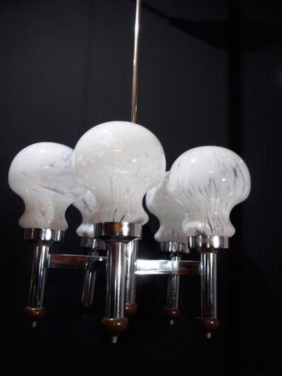  Mazzega Murano Snow Glass Chandelier by Mazzega 1970