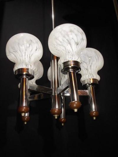  Mazzega Murano Snow Glass Chandelier by Mazzega 1970
