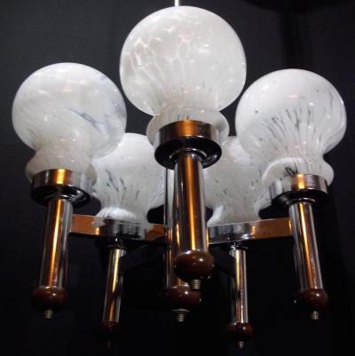  Mazzega Murano Snow Glass Chandelier by Mazzega 1970