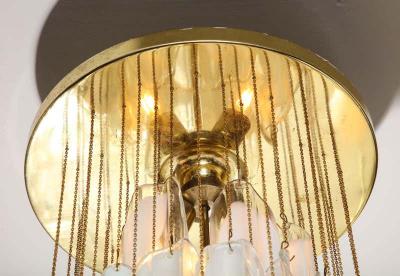 Mazzega Murano Vintage Mazzega Clear and White Oblong Leaf Glass Chandelier