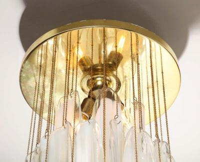 Mazzega Murano Vintage Mazzega Clear and White Oblong Leaf Glass Chandelier