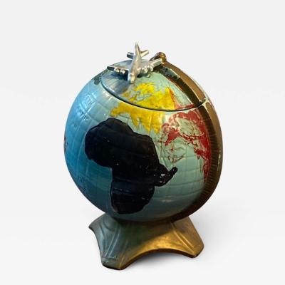  McCoy Pottery COLORFUL WORLD GLOBE WITH AIRPLANE COOKIE JAR BY McCOY
