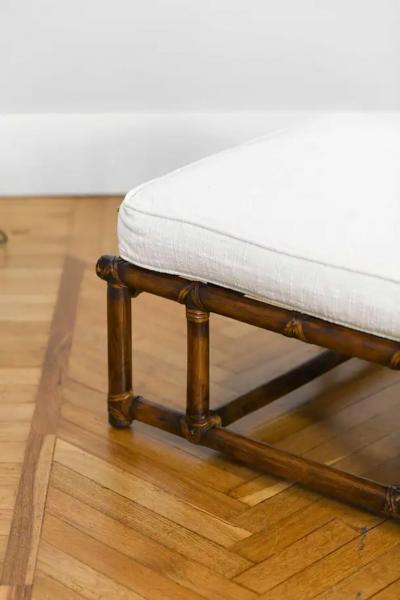  McGuire Furniture Armchair with pouf McGuire San Francisco 1970s