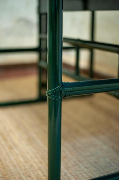  McGuire Furniture John and Elinor McGuire Green Lacquered Mcguire Console With Flip Top Surface San Francisco 1970