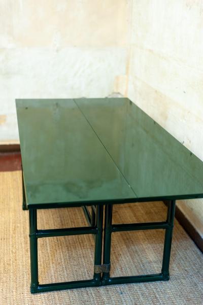  McGuire Furniture John and Elinor McGuire Green Lacquered Mcguire Console With Flip Top Surface San Francisco 1970