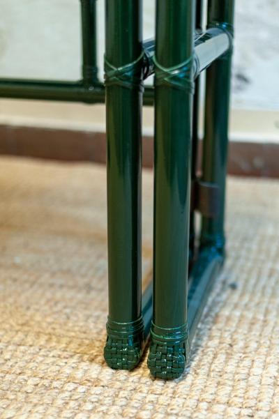  McGuire Furniture John and Elinor McGuire Green Lacquered Mcguire Console With Flip Top Surface San Francisco 1970