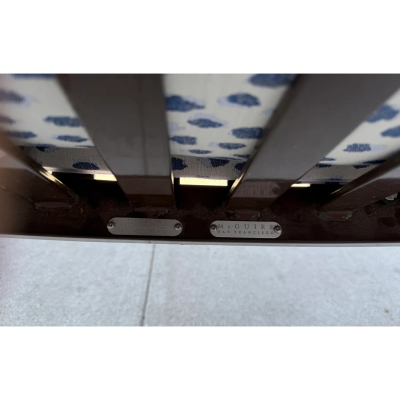  McGuire Furniture John and Elinor McGuire Indoor Outdoor Club Chair in Blue Cheetah Perennial Fabric 1 of 2