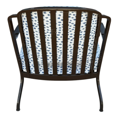  McGuire Furniture John and Elinor McGuire Indoor Outdoor Club Chair in Blue Cheetah Perennial Fabric 1 of 2
