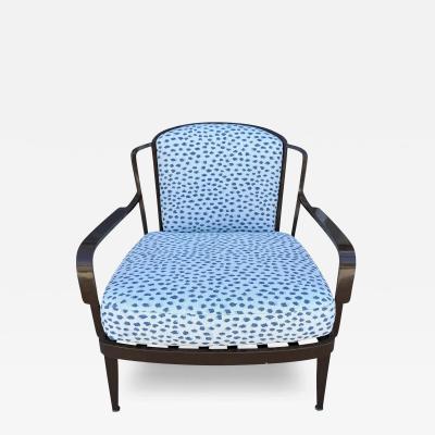  McGuire Furniture John and Elinor McGuire Indoor Outdoor Club Chair in Blue Cheetah Perennial Fabric 1 of 2