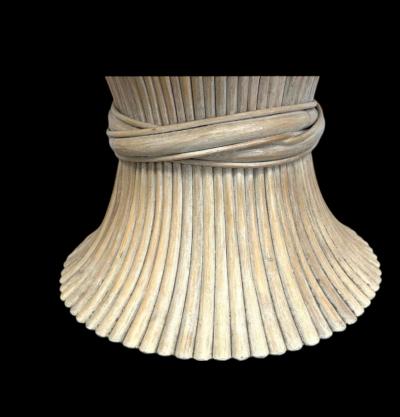  McGuire Furniture John and Elinor McGuire MID CENTURY PAIR OF SHEAF OF WHEAT RATTAN SIDE TABLES BY MCGUIRE FURNITURE