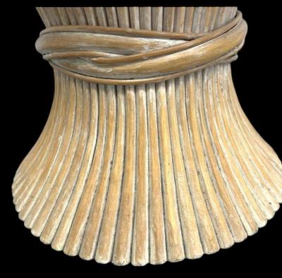  McGuire Furniture John and Elinor McGuire MID CENTURY PAIR OF SHEAF OF WHEAT RATTAN SIDE TABLES BY MCGUIRE FURNITURE