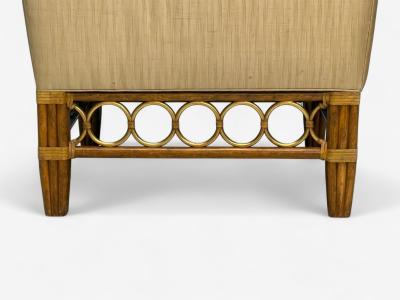  McGuire Furniture John and Elinor McGuire McGuire Bamboo Rattan Fabric Large Lounge Chairs USA 1960s