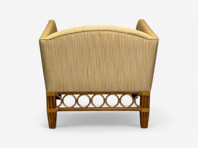  McGuire Furniture John and Elinor McGuire McGuire Bamboo Rattan Fabric Large Lounge Chairs USA 1960s