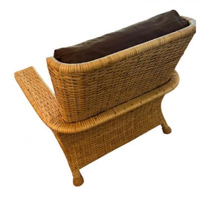  McGuire Furniture John and Elinor McGuire McGuire Furniture Co Wicker Rattan Lounge Club Chair 1 of 2
