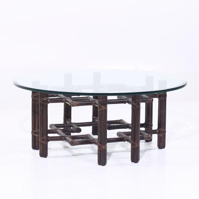 McGuire Furniture John and Elinor McGuire McGuire Mid Century Rattan and Brass Coffee Table