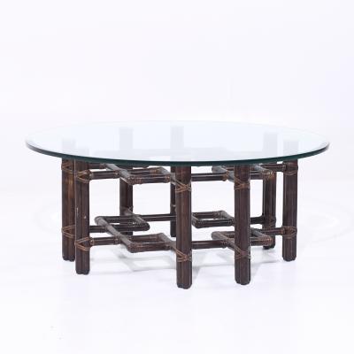  McGuire Furniture John and Elinor McGuire McGuire Mid Century Rattan and Brass Coffee Table