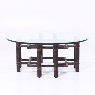  McGuire Furniture John and Elinor McGuire McGuire Mid Century Rattan and Brass Coffee Table