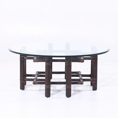  McGuire Furniture John and Elinor McGuire McGuire Mid Century Rattan and Brass Coffee Table