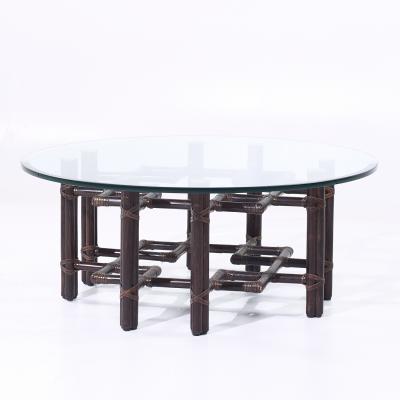  McGuire Furniture John and Elinor McGuire McGuire Mid Century Rattan and Brass Coffee Table