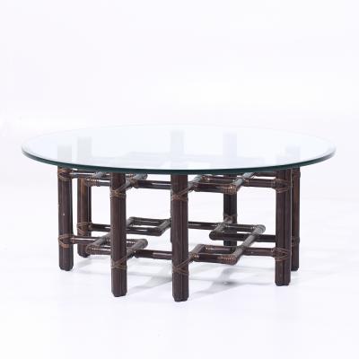 McGuire Furniture John and Elinor McGuire McGuire Mid Century Rattan and Brass Coffee Table