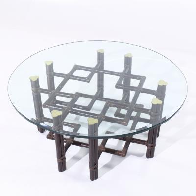  McGuire Furniture John and Elinor McGuire McGuire Mid Century Rattan and Brass Coffee Table