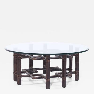 McGuire Furniture John and Elinor McGuire McGuire Mid Century Rattan and Brass Coffee Table