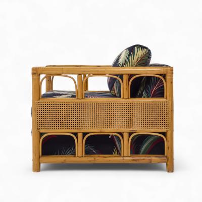  McGuire Furniture John and Elinor McGuire McGuire Style Mid Century Rattan Club Lounge Chairs Pair