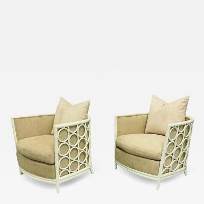McGuire Furniture John and Elinor McGuire Pair of American Rattan Barrel Armchairs by McGuire San Francisco