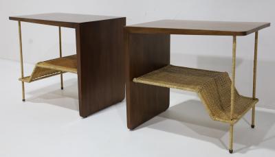  McGuire Furniture John and Elinor McGuire Pair of McGuire Dornick Side Tables or Nightstands