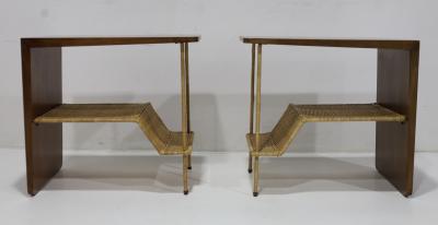  McGuire Furniture John and Elinor McGuire Pair of McGuire Dornick Side Tables or Nightstands