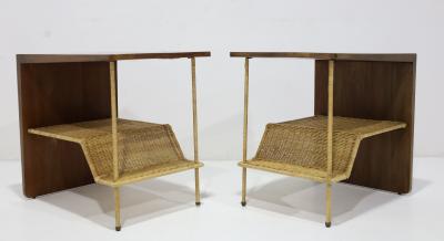  McGuire Furniture John and Elinor McGuire Pair of McGuire Dornick Side Tables or Nightstands