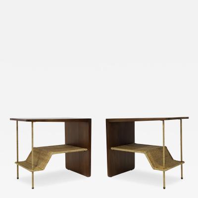  McGuire Furniture John and Elinor McGuire Pair of McGuire Dornick Side Tables or Nightstands