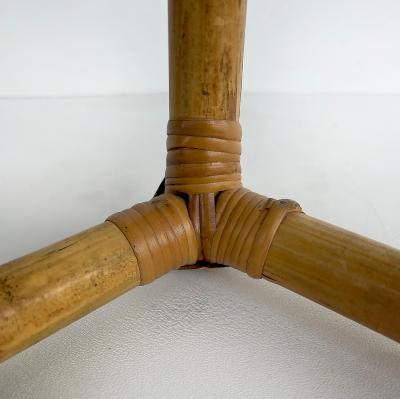  McGuire Furniture John and Elinor McGuire Pair of Mid Century Rattan Side Tables with Glass Tops