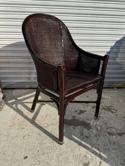  McGuire Furniture John and Elinor McGuire Set of 6 Maguire Dark Walnut Bamboo and Cane Dining Chairs