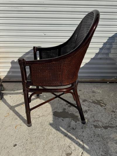  McGuire Furniture John and Elinor McGuire Set of 6 Maguire Dark Walnut Bamboo and Cane Dining Chairs