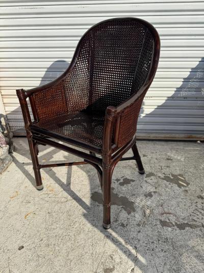  McGuire Furniture John and Elinor McGuire Set of 6 Maguire Dark Walnut Bamboo and Cane Dining Chairs