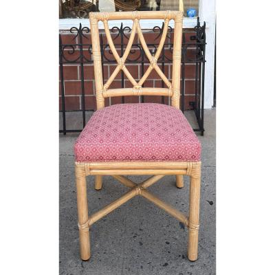  McGuire Furniture John and Elinor McGuire Set of 6 Vintage McGuire Furniture Co Rattan Cross Hatch Lattice Dining Chairs