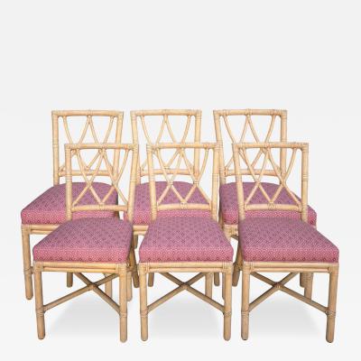  McGuire Furniture John and Elinor McGuire Set of 6 Vintage McGuire Furniture Co Rattan Cross Hatch Lattice Dining Chairs