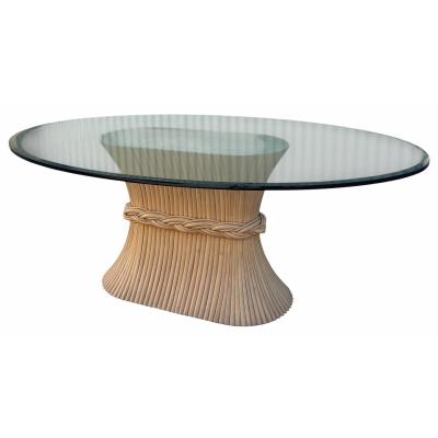  McGuire Furniture John and Elinor McGuire Vintage McGuire Furniture Co Glass Top Horse Track Dining Table