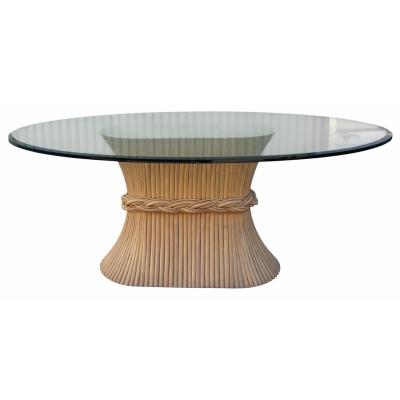  McGuire Furniture John and Elinor McGuire Vintage McGuire Furniture Co Glass Top Horse Track Dining Table