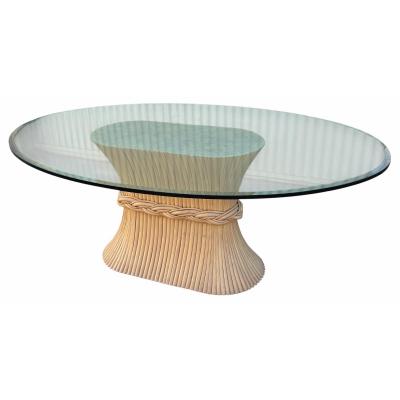  McGuire Furniture John and Elinor McGuire Vintage McGuire Furniture Co Glass Top Horse Track Dining Table