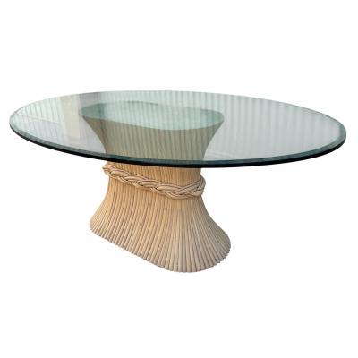  McGuire Furniture John and Elinor McGuire Vintage McGuire Furniture Co Glass Top Horse Track Dining Table