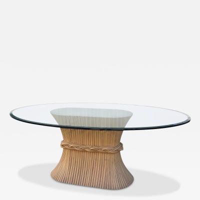  McGuire Furniture John and Elinor McGuire Vintage McGuire Furniture Co Glass Top Horse Track Dining Table