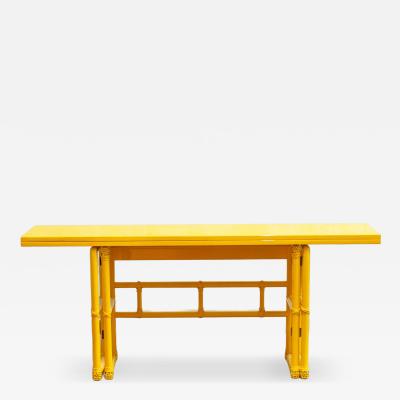  McGuire Furniture John and Elinor McGuire Yellow Lacquered Console with Flip Top Surface from McGuire San Francisco 1970s