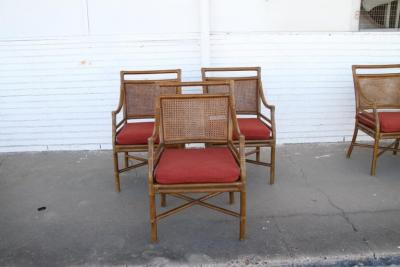  McGuire Furniture McGuire Style Mid Century Cane Bamboo Dining Chairs